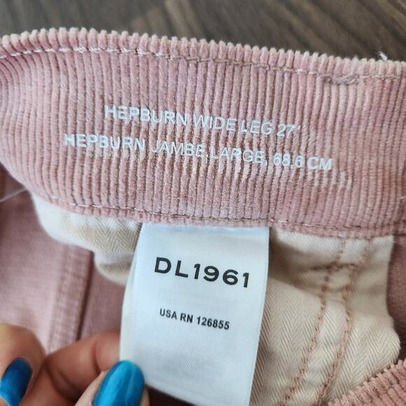 DL 1961 Corduroy Hepburn Wide Leg High Rise Vintage Pants 27 In Rose Vale Grunge - Picture 5 of 9